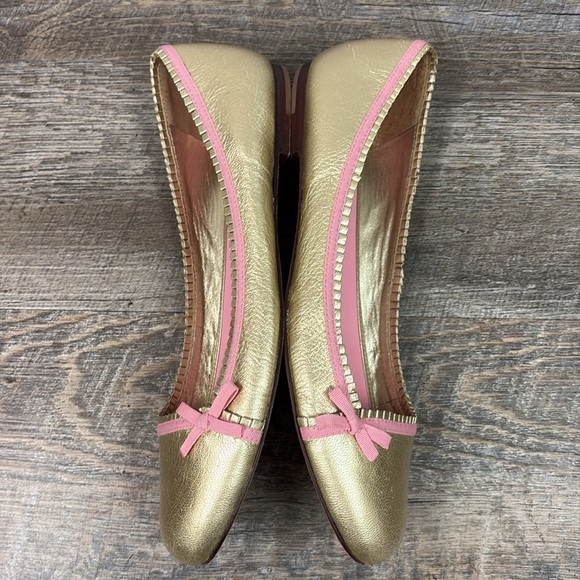 Lilly Pulitzer Via Palm Beach Gold Leather Ballet Flats Size 8.5 - Picture 5 of 13